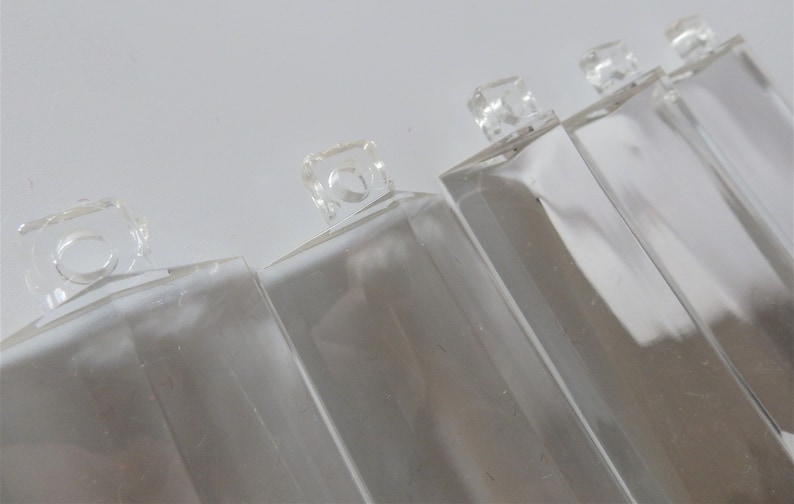 Great Condition 4-38 Long x 1-38 Wide Multiple Sets Available! Set of 10 Mid Century Lucite Acrylic Resin Chandelier Prisms