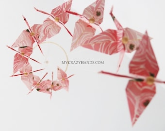 Φ 6" origami cranes mobile || nursery decor ||| | pink baby mobile -pink rose