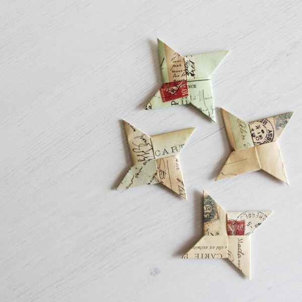 12 origami ninja stars . 3''paper throwing stars . fun party favors . unique wedding favors . gift for unsex -texture postcards