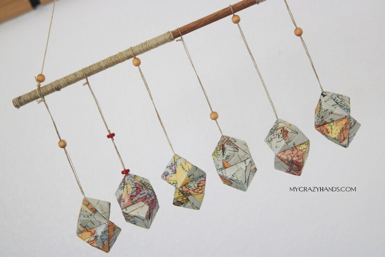 Vintage Karte Wandbehang Origami geometrische Wand-Dekor | Etsy