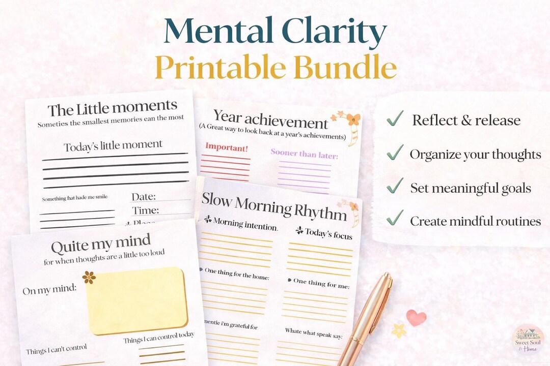 Mindful Life Planner Bundle | Self Care Mental Reset Printables | Year ...