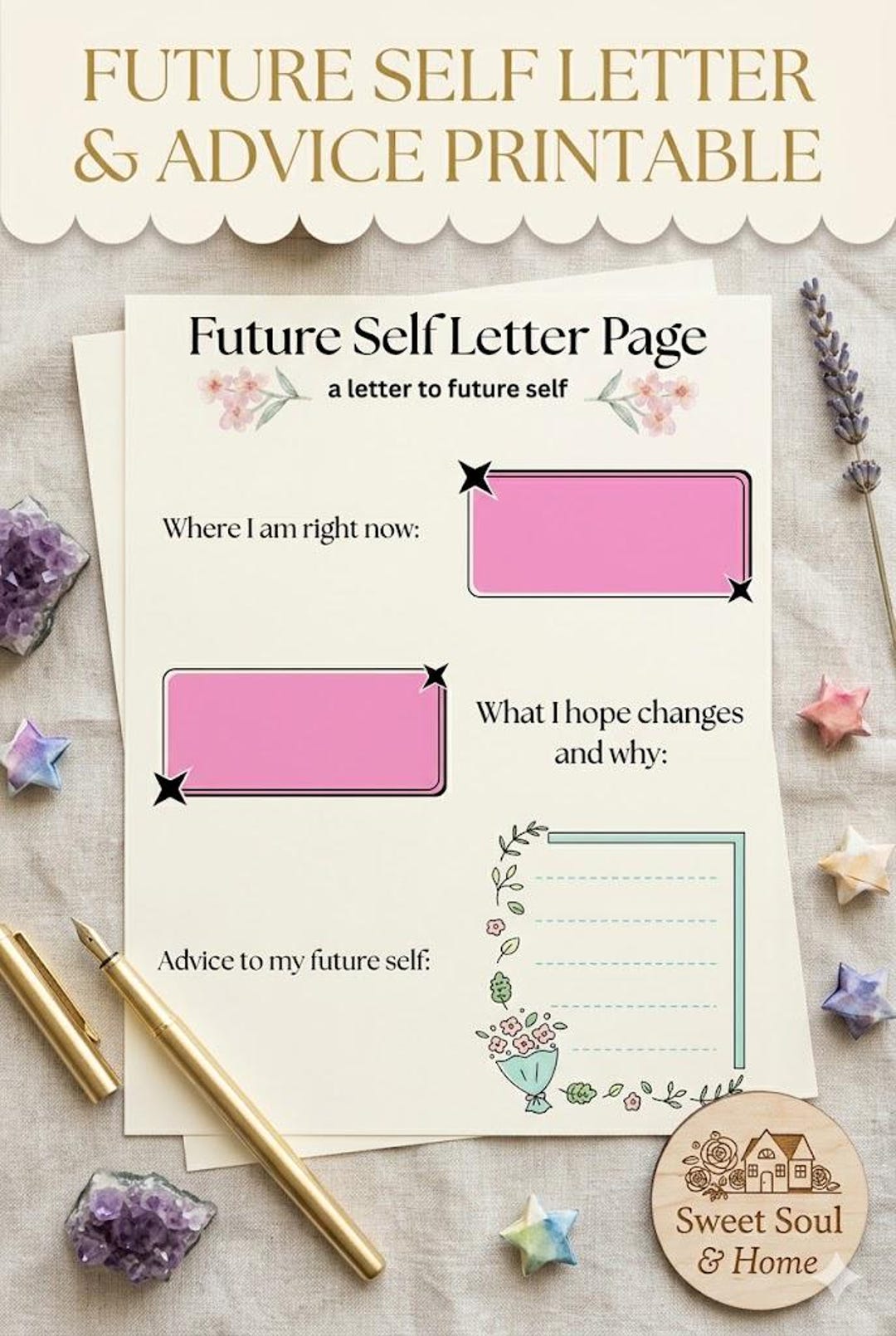 Future Self Text Future Self Letter Printable | Self Reflection Worksheet | Personal ...