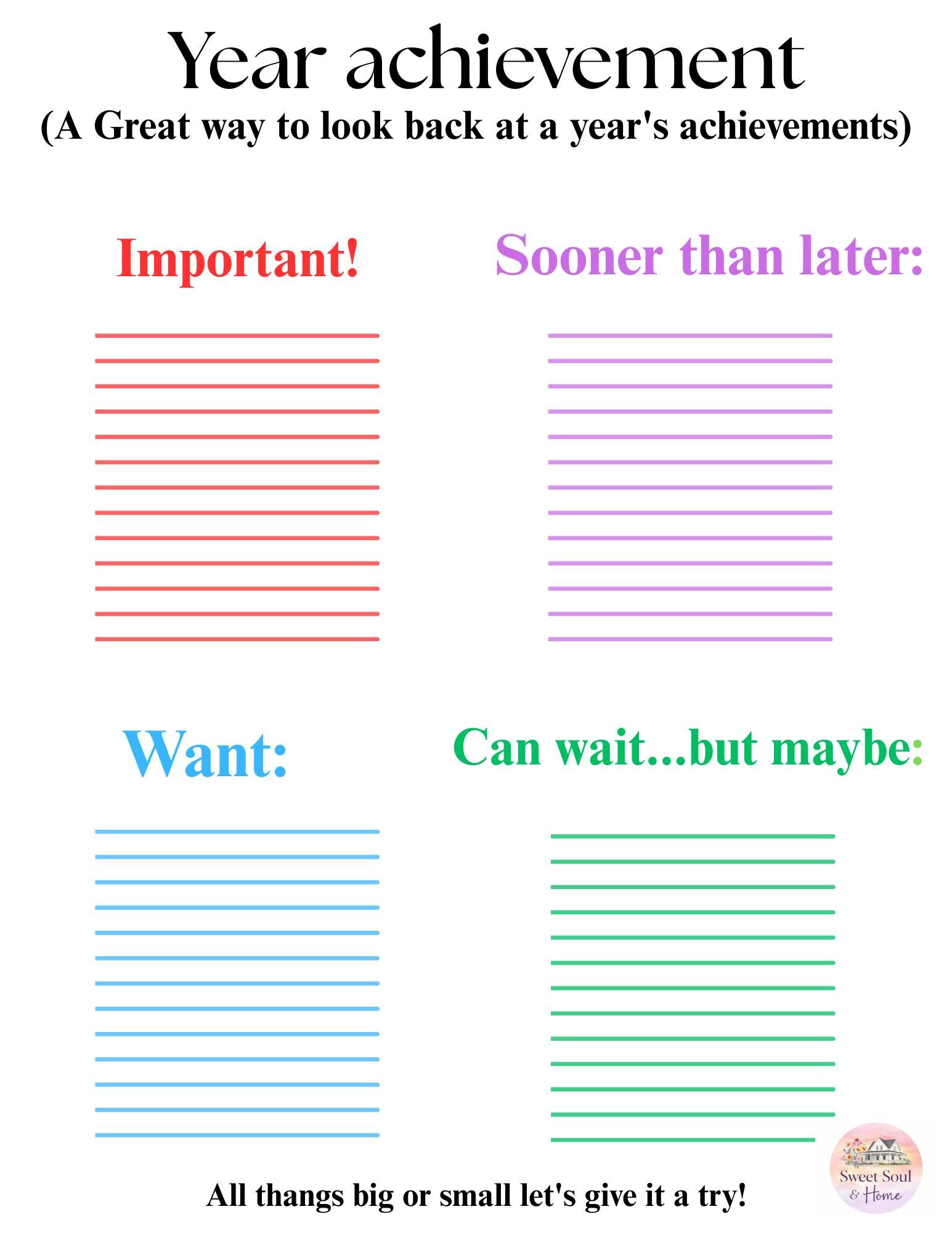 Year Achievement Tracker – Goal Setting Planner - Etsy