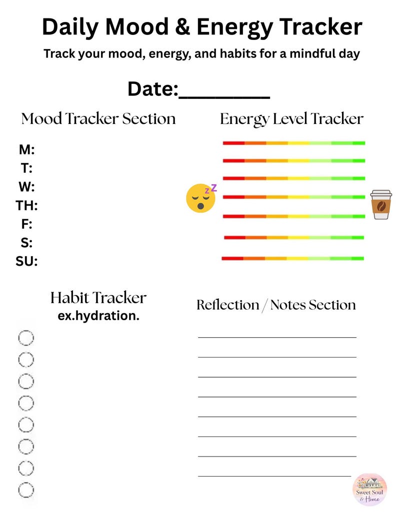Daily Mood Tracker Printable | Mental Health Journal PDF | Self Care ...