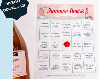 Summer House Reunion Bingo Card Multipack | 10 Unique Cards| Unofficial Fan Made | Bravo Watch Party Game | Instant Download Printable