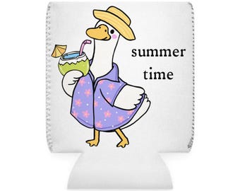 Silly Goose on Vacation for Summer Can Cooler Sleeve, Beer Coozy