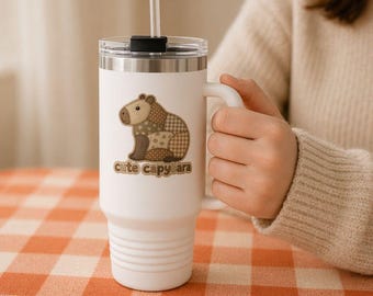 Capybara Patchwork Insulated Travel Mug, 40oz Stainless Steel Tumbler