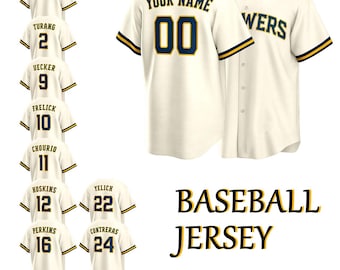 Custom Milwaukee Team Baseball Jersey,Cream Home Replica Player Shirt,Personalized Stitched Name Number Men/Youth Fan Shirt