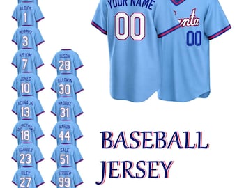 Personalization Braves Team Baseball Jersey,Powder Blue 2026 City Connect Stadium Shirt,Custom Stitched Name Number Men/Youth Fan Shirt