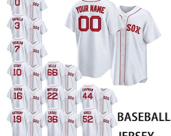 Custom Boston Baseball Jersey, White All Stitched Shirt,Personalized Name&Number Jersey,Gift for Men Kids and Baseball Fans
