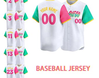 Custom San Diego Baseball Jersey, White City Connect Elite Stitched Shirt,Personalized Name&Number Jersey,Gift for Men Kid and Baseball Fans