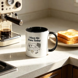 No Plans – Dog Lover Mug | Funny Coffee Cup, Two-Tone Ceramic 11oz