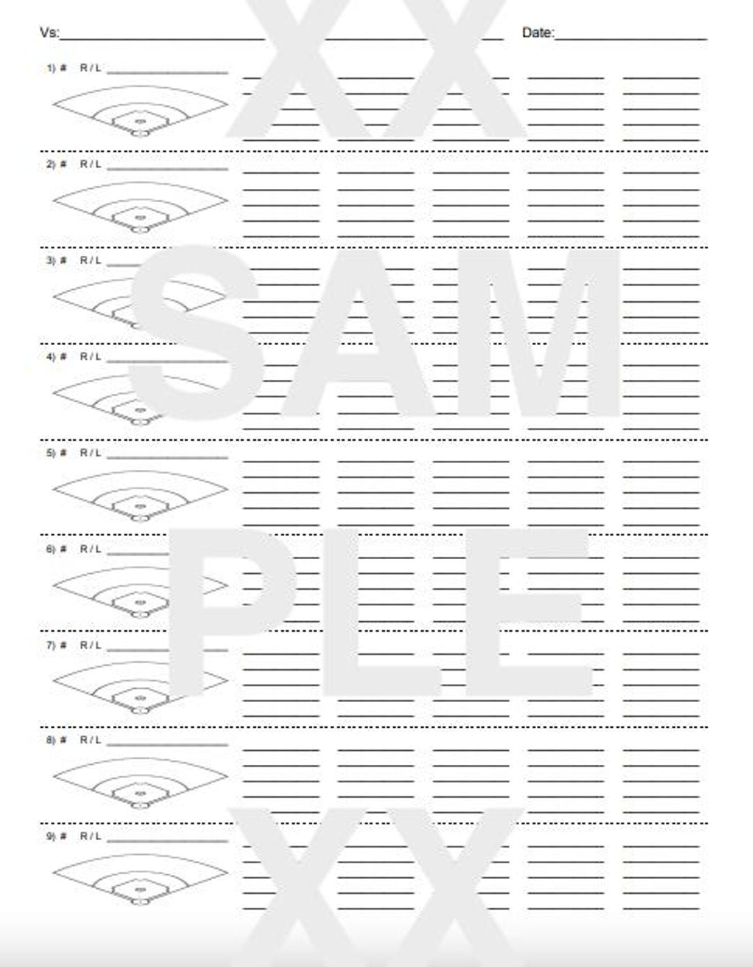 Baseball / Softball: In-game Scout Chart 5 - Etsy