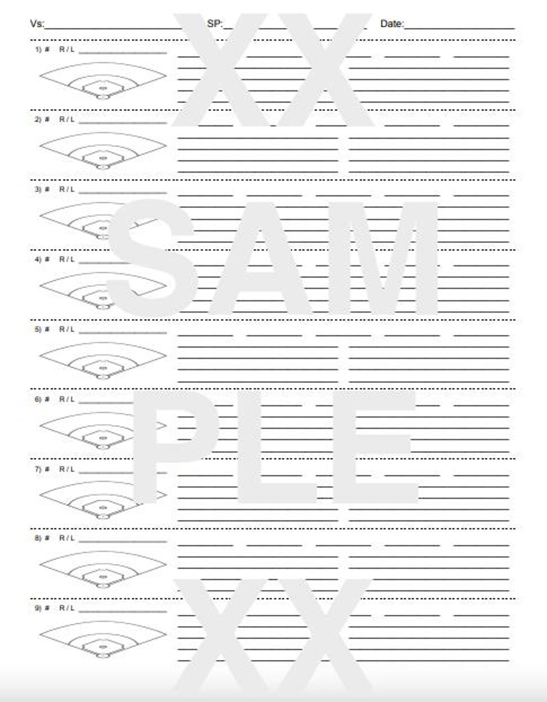 Baseball / Softball: In-game Scout Chart 7 - Etsy
