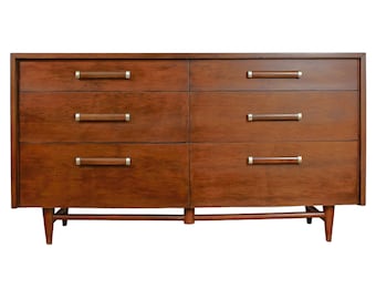 Mid Century Six Drawer Walnut Dresser, Restored 'Urban Suburban' Designed by Merton L. Gershun for American of Martinsville