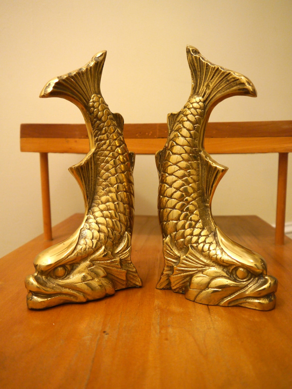 Pair of Brass Antique Dolphin Bookends Etsy