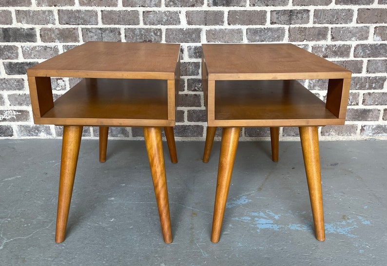 Vintage Rare Mid Century End Tables/side Tables in Solid Etsy