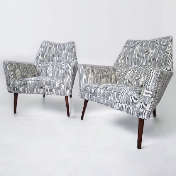 Mid Century ‘Squirm’ Chairs by Paul McCobb, Reupholstered and Fully Restored Vintage McCobb Arm Chairs