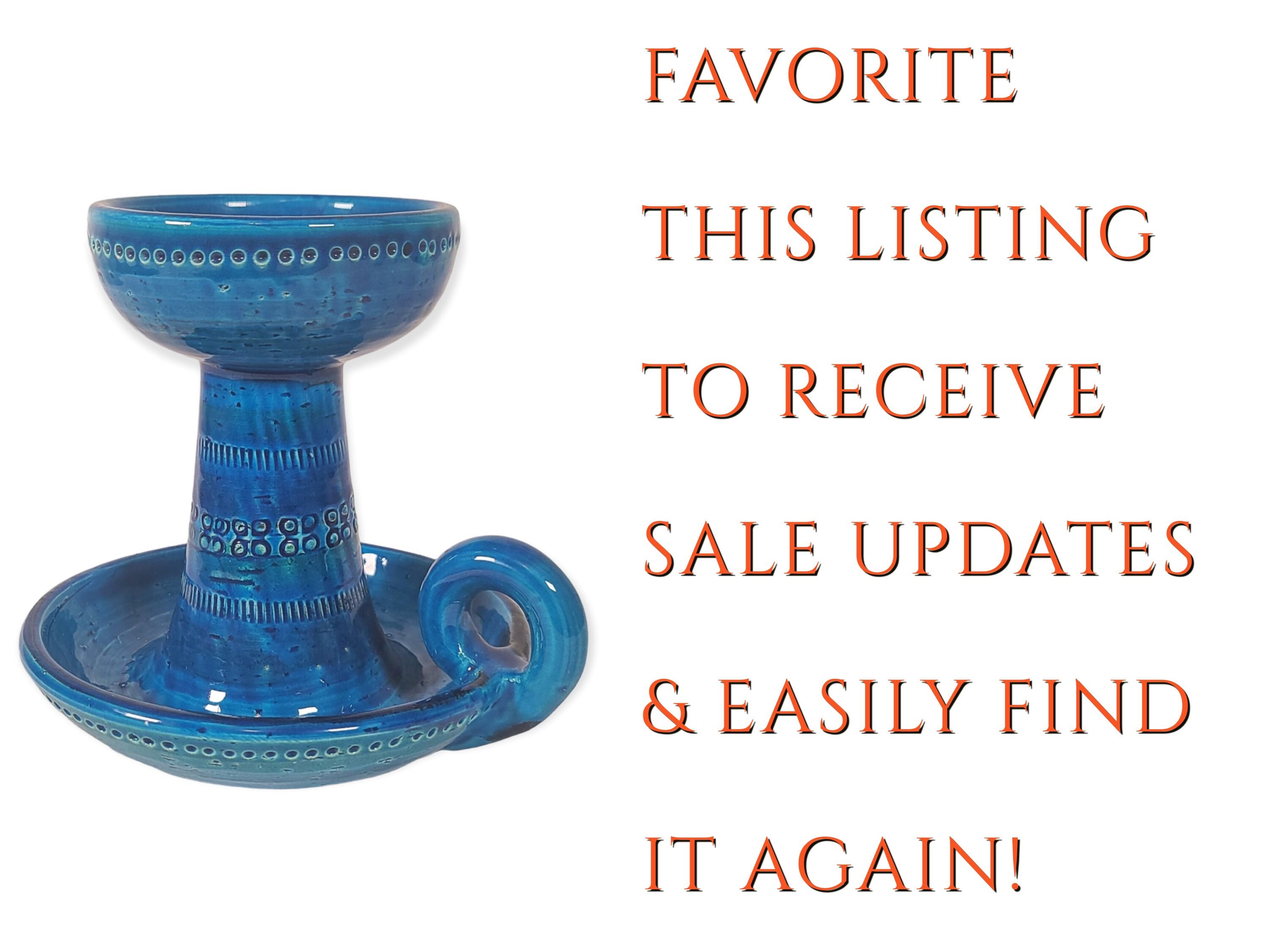 1960's Italian Ceramic Chamber Candle Holder in Rimini Blue