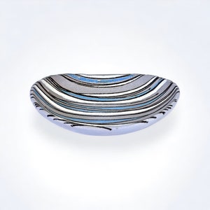 1960&#39;s Italian Bitossi Ceramic Bowl, Modernist Hand Painted Striped Trinket Dish
