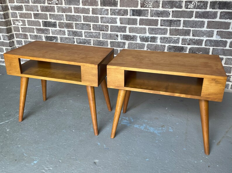 Vintage Rare Mid Century End Tables/side Tables in Solid Etsy