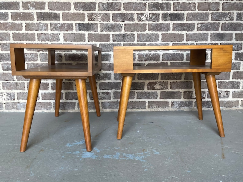 Vintage Rare Mid Century End Tables/side Tables in Solid Etsy