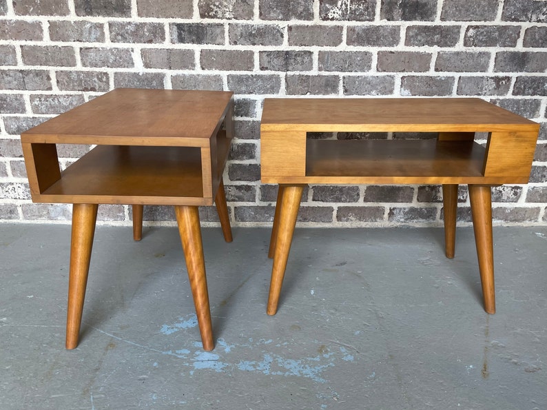 Vintage Rare Mid Century End Tables/side Tables in Solid Etsy