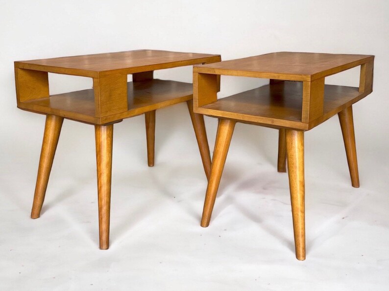 Vintage Rare Mid Century End Tables/side Tables in Solid Etsy