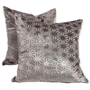 Pair of Pillow Covers in Luxurious Romo Textile, Geodesic Metallic Cut Velvet Pillow Covers, Luxurious Italian Textile, 22&quot; x 22&quot; Covers