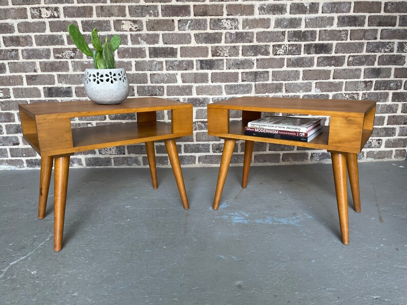 Vintage Rare Mid Century End Tables/side Tables in Solid Etsy