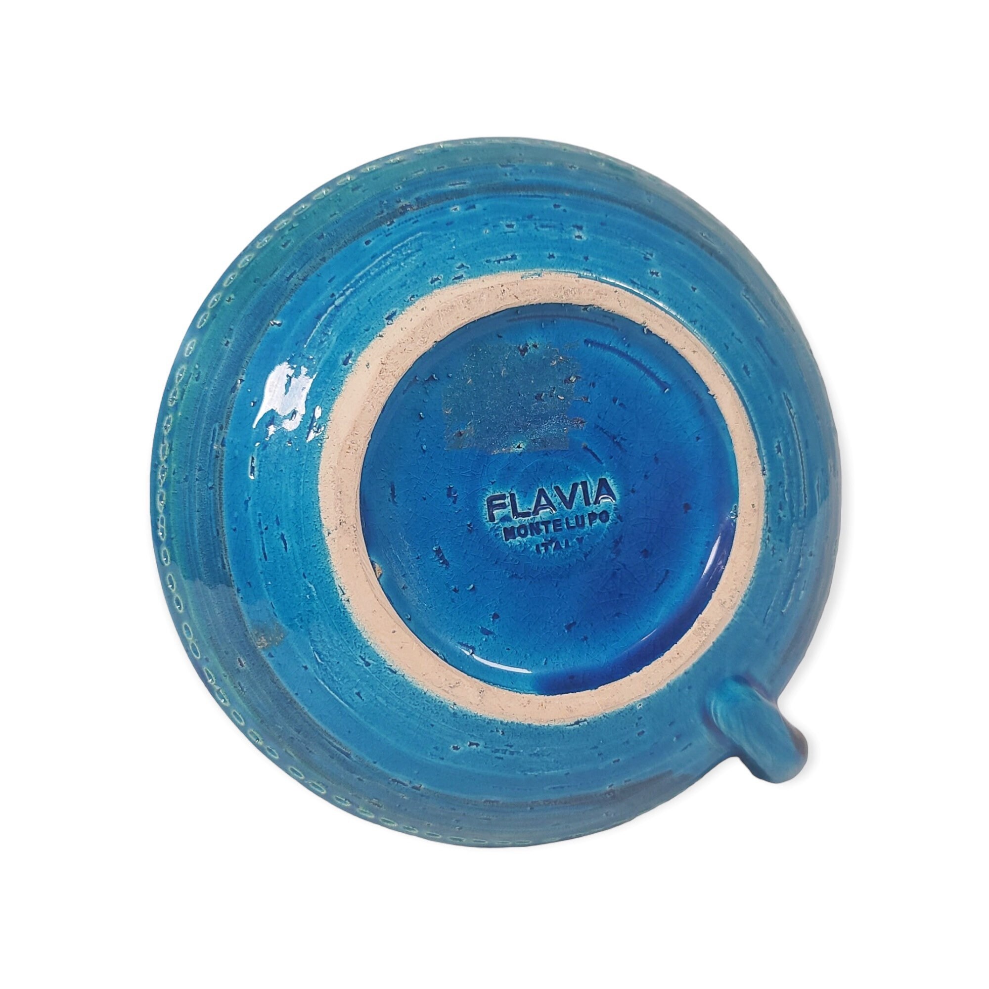 トロールビーズ イタリア:ロムルス＆レムス 1960's Italian Ceramic Chamber Candle Holder in Rimini Blue