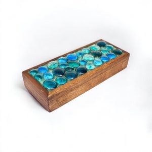 1960’s Trinket Box with Mosaic Pebble Glass on Wood
