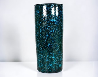 1950’s Speckled Blue & Teal Pottery Vase, Mis Century Vase, Retro Ceramic Splatter Vase
