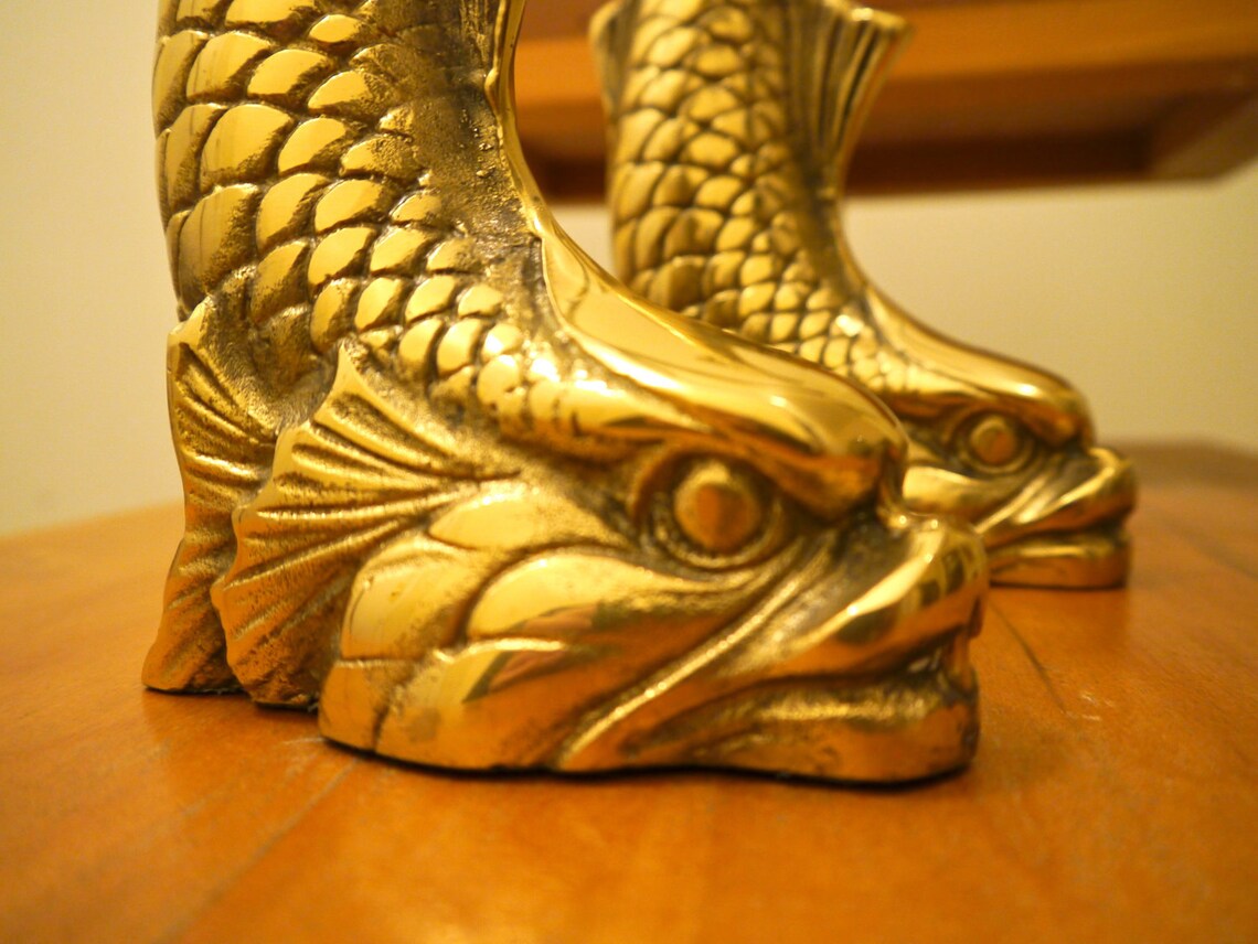 Pair of Brass Antique Dolphin Bookends Etsy