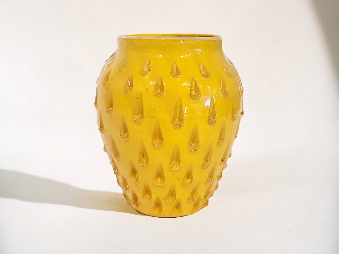 1960s Yellow Pine Cone Vase, Mid Century Italian Ceramic Vase Etsy