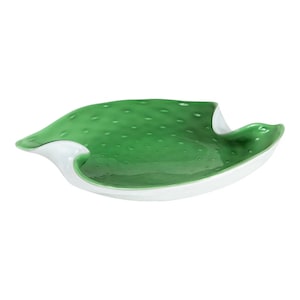 1950’s Murano Glass Catchall Dish or Trinket Bowl, Mid Century Green Glass Tray