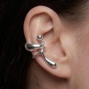 Silverörhänge utan piercing i mässing, 18K platinapläterad, skulptural brosklindning, present till henne