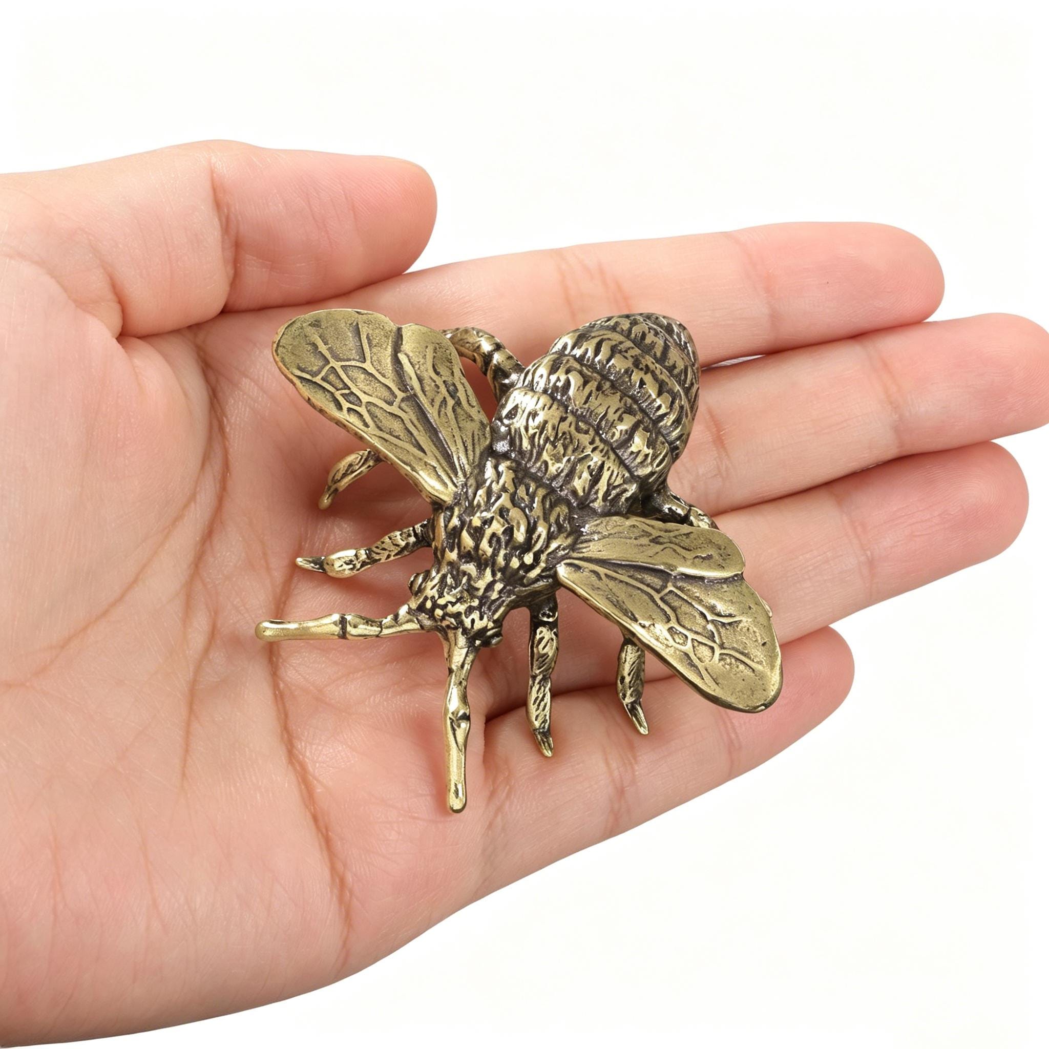 Solid Brass Bee Figurine, Vintage Bumblebee Statue, Handcrafted Insect ...