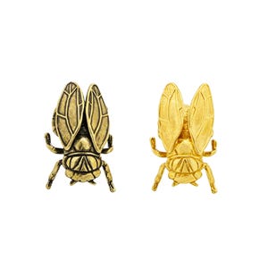 Solid Brass Cicada Drawer Knob, Antique Insect Cabinet Pull, Vintage Bug Handle, Wall Hook