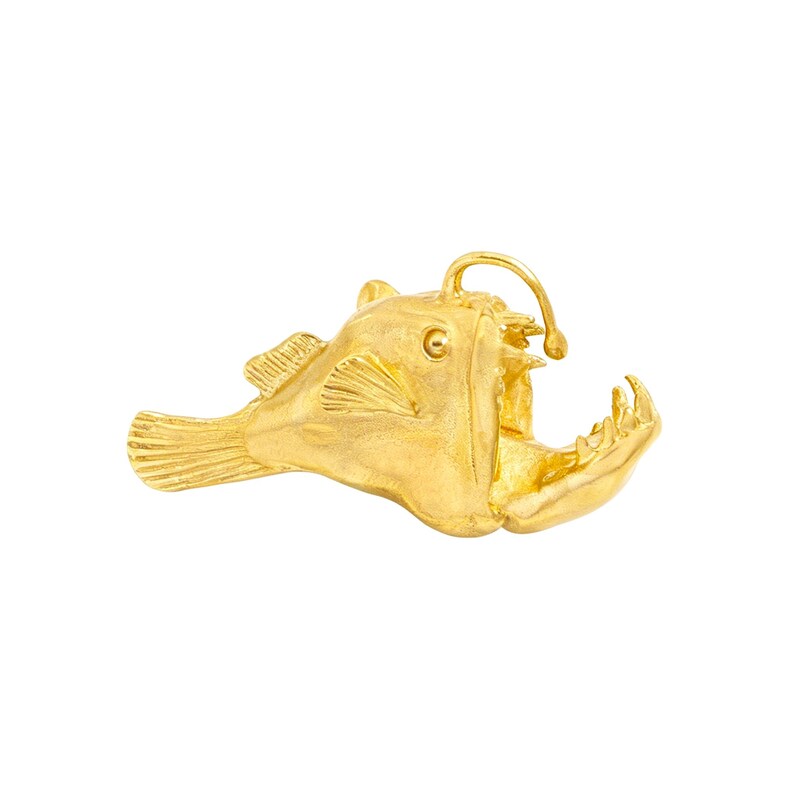 Tiradores de latón macizo con forma de pez pescador para armarios, tiradores de cajones con forma de animales marinos, pomos de decoración costera. Brass-Right
