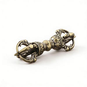 Tibetansk Vajra Dorje i mässing, buddhistiskt ritualverktyg
