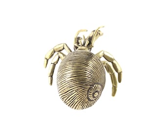 Solid Brass Hermit Crab Figurine, Vintage Animal Sculpture, Desk Decor Tea Pet