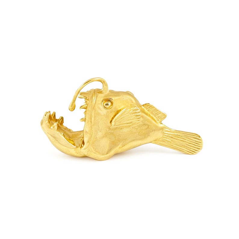 Tiradores de latón macizo con forma de pez pescador para armarios, tiradores de cajones con forma de animales marinos, pomos de decoración costera. Brass-Left