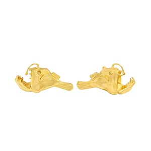 Tiradores de latón macizo con forma de pez pescador para armarios, tiradores de cajones con forma de animales marinos, pomos de decoración costera. Brass-1Pair