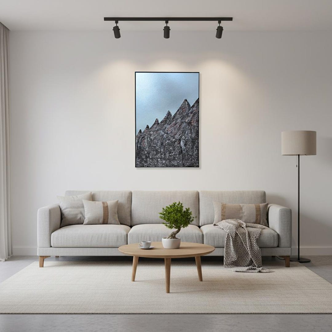 3D Textured Plaster Mountain Art | Dark Abstract Landscape Wall Decor ...