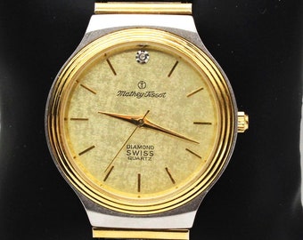 Vintage Mathey Tissot diamant schweizisk klocka