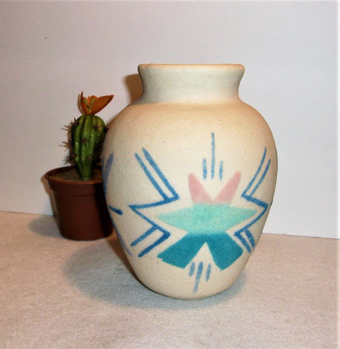 Vintage Native American Signed Vase Etsy