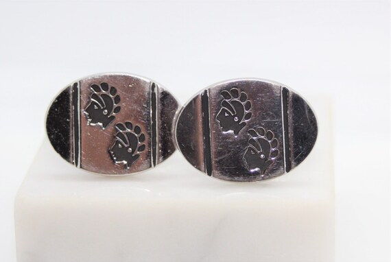 Vintage Art Deco Indian Head Cufflinks - image 2