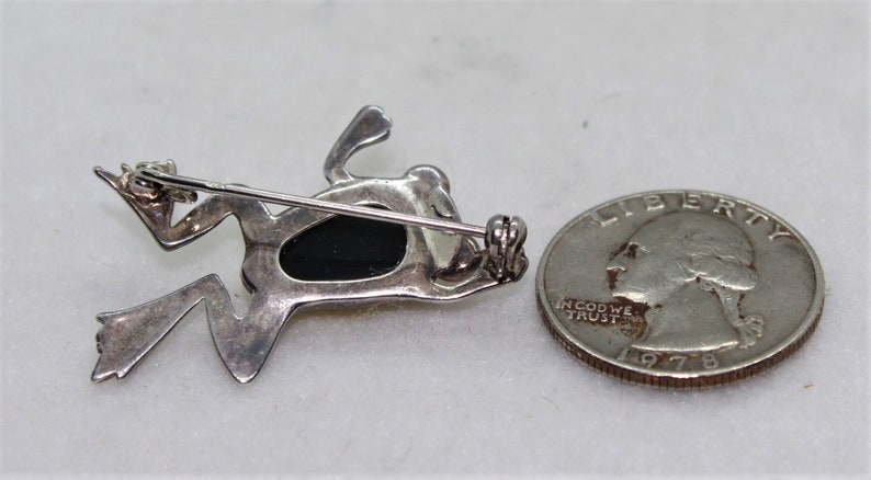 Vintage Sterling Silver and Natural Amber Frog Brooch