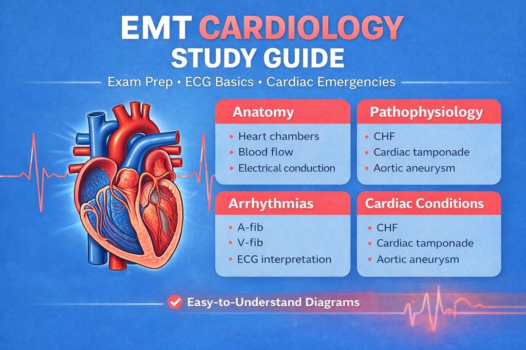 EMT Cardiology Study Guide: Exam Prep, ECG Basics, Cardiac Emergencies ...